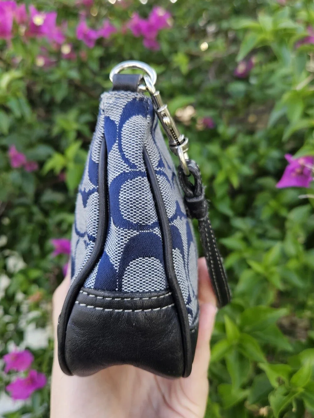 Coach 6094 Navy Blue Signature Jacquard Demi Shoulder Bag Y2K Vintage GUC